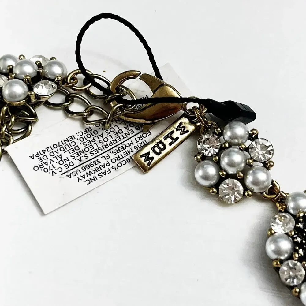 NEW White House Black Market Faux Pearl & Rhinestone Statement Necklace